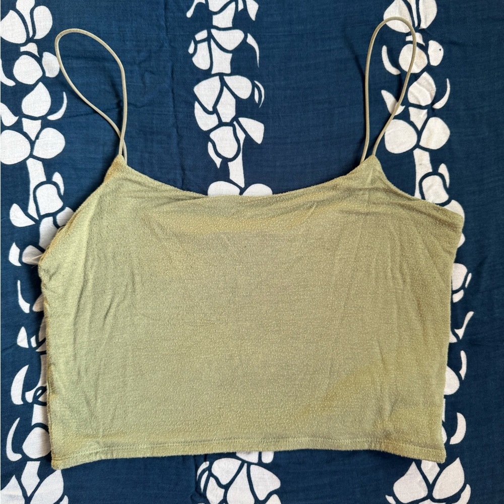 Olive Green Spaghetti Strap Crop Top